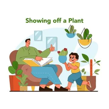 Proud plant presentation. Flat vector illustration Stock Illustration