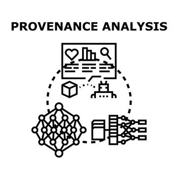 Provenance analysis concept working with data processing and ai Illustrazione stock