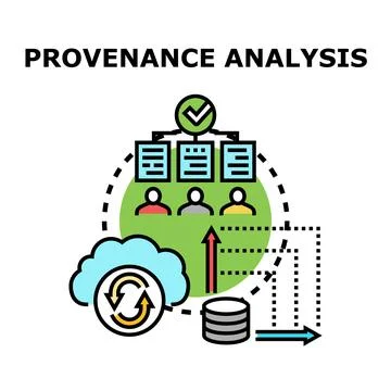 Provenance analysis evaluating data origin and history Stock Illustration