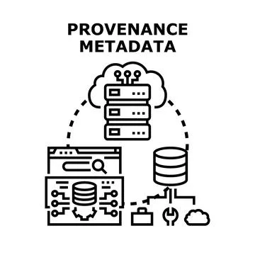 Provenance metadata concept for data origin tracking Stock Illustration