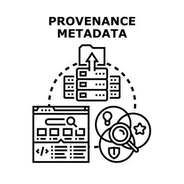 Provenance metadata concept illustrating data management and security Stock Illustration