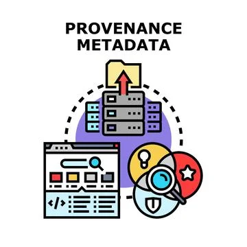 Provenance metadata concept illustrating data management and security Stock Illustration