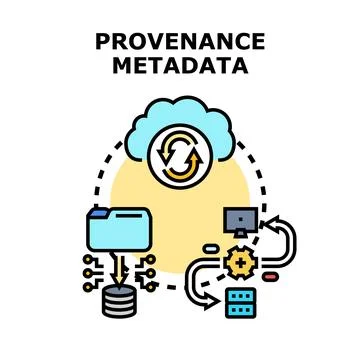 Provenance metadata vector concept representing data tracking Stock Illustration