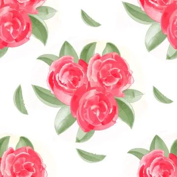 Provence seamless rose peony pattern Stock Illustration