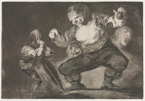 The Proverbs: Simpleton, 1864. Francisco de Goya (Spanish, 1746-1828). Etch.. Stock Illustration
