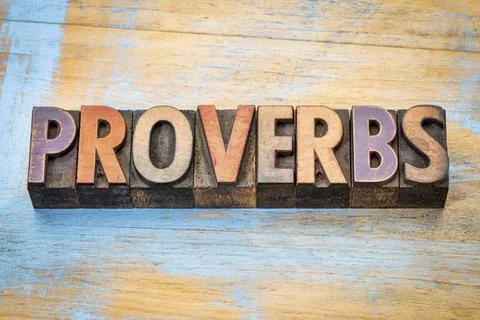 Proverbs word abstract in wood type proverbs - word abstract in vintage le... Stock Photos