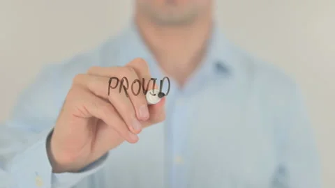 Provide Your Feedback, Man Writing on Transparent Screen Stock Footage 157505983
