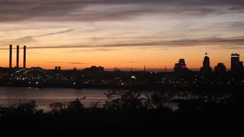 Providence Cityscape Night static Video stock 79606556