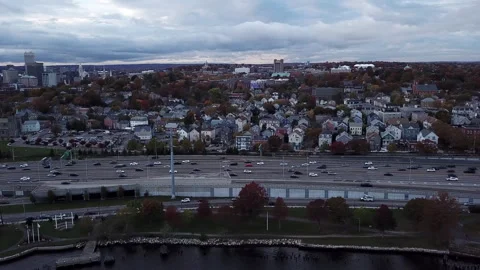 Providence Interstate 195 from the Sky Stock Footage 275289626