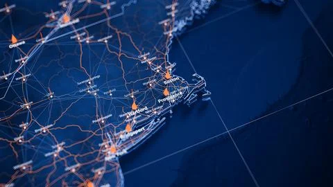 Providence map big data visualization. Futuristic map infographic of city in USA 스톡 일러스트