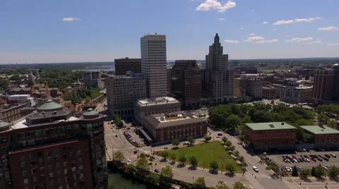 Providence, Rhode Island, aerial shot Stock Footage