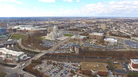 Providence Rhode Island State Capitol Building Aerial 1 Stock Footage 103668255
