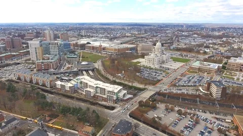 Providence Rhode Island State Capitol Building Aerial 3 Stock Footage 103668950