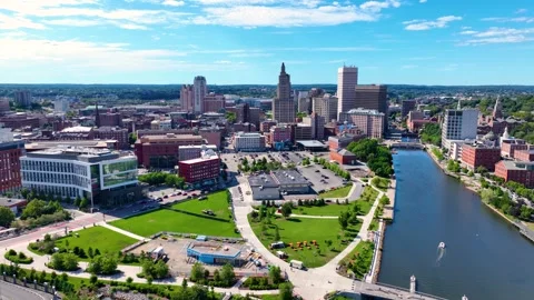 Providence River aerial view, Providence, Rhode Island, USA 스톡 동영상 341822951
