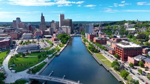Providence River aerial view, Providence, Rhode Island, USA Stockbeeldmateriaal 341822966
