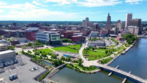 Providence River aerial view, Providence, Rhode Island, USA Stock-Footage 341823004