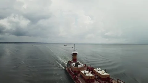 Providence River Ship Tracking: Breathtaking Drone Video Stock Footage 250098551