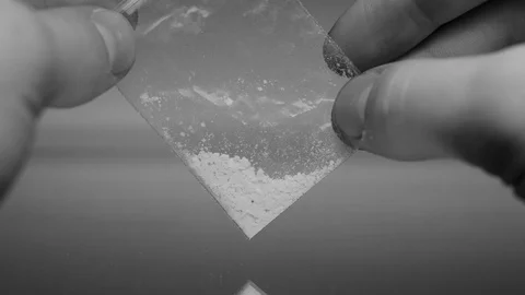 Provider checking white powder, pharmaceutical industry, drugs Stock Footage 87796911