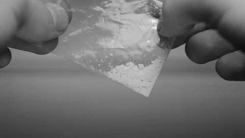 Provider checking white powder, pharmaceutical industry, drugs Stock Footage 87796917