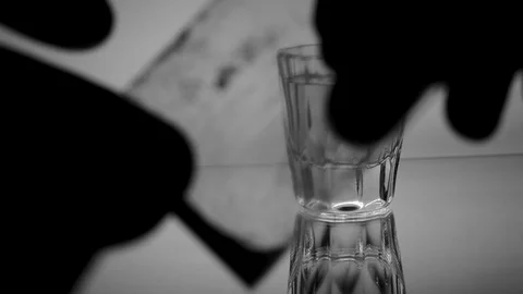 Provider checking white powder, pharmaceutical industry, drugs silhouette Stock Footage 87796956