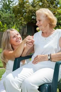 Providing care for elderly Stock Photos