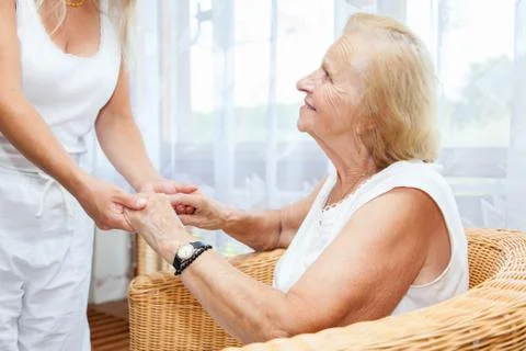 Providing care for elderly Stock Photos