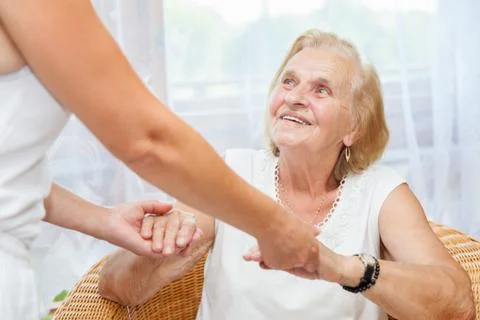 Providing care for elderly Stock Photos