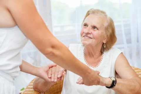 Providing care for elderly Stock Photos