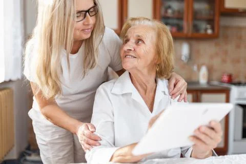 Providing care for elderly Stock Photos