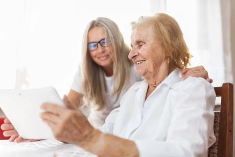 Providing care for elderly Stock Photos