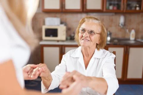 Providing care for elderly Stock Photos