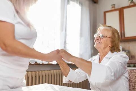 Providing care for elderly Foto stock