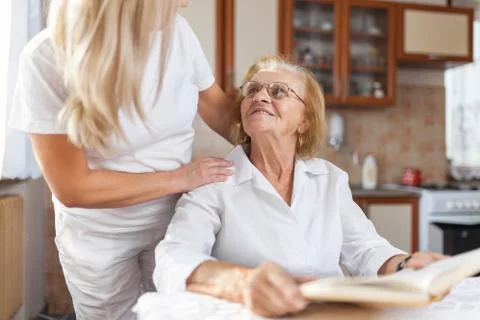 Providing care for elderly Stock Photos