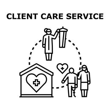 Providing client care service for elderly and disabled person Stock Illustration