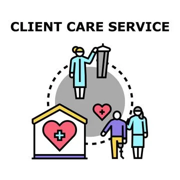 Providing client care service for elderly and disabled person Stock Illustration