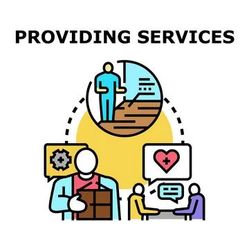 Providing client services concept delivering customer support Illustrazione stock
