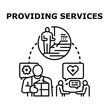 Providing client services concept delivering customer support Stock Illustration