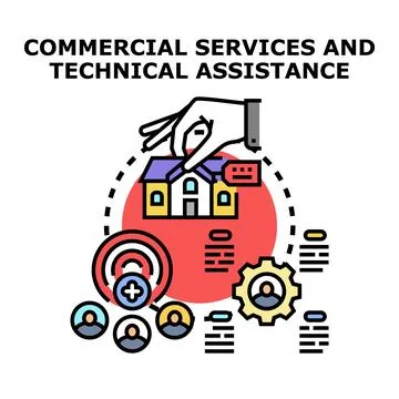 Providing commercial services and technical assistance support Illustrazione stock