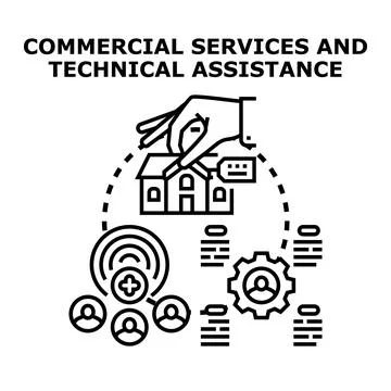 Providing commercial services and technical assistance support Stock Illustration