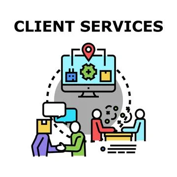 Providing comprehensive client services and business support Stock Illustration