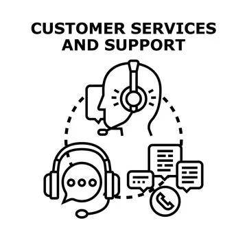 Providing customer services and support using communication technology Stock Illustration