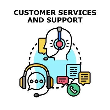 Providing customer services and support using communication technology Stock Illustration