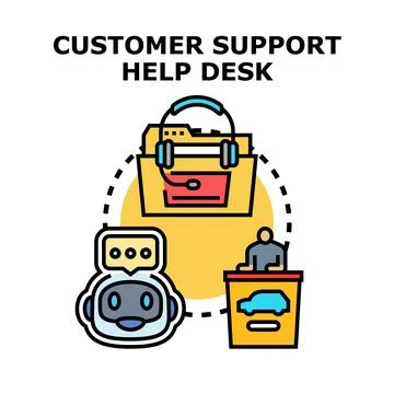 Providing customer support help desk assistance service Stock Illustration