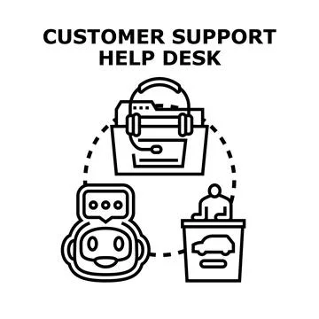 Providing customer support help desk assistance service Stock Illustration