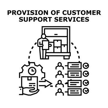 Providing customer support services and timely delivery logistics Stock Illustration