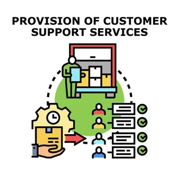 Providing customer support services and timely delivery logistics Stock Illustration