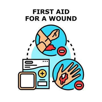 Providing first aid treatment for a bleeding wound Stock Illustration