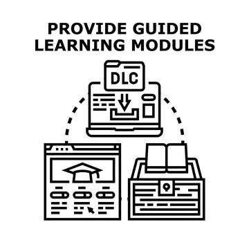 Providing guided educational learning modules online Illustrazione stock