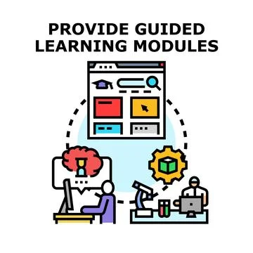 Providing guided learning modules for online education Stock Illustration