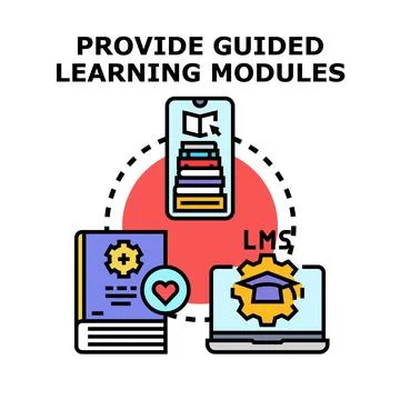 Providing guided learning modules for online education Stock Illustration